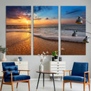Golden Sunset Beach Waves Canvas Print, Triptych Canvas Wall by MyGreatCanvas | Canvas Wall Art Prints | Photo Prints & Wall Decor