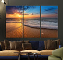 Golden Sunset Beach Waves Canvas Print, Triptych Canvas Wall by MyGreatCanvas | Canvas Wall Art Prints | Photo Prints & Wall Decor