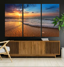 Golden Sunset Beach Waves Canvas Print, Triptych Canvas Wall by MyGreatCanvas | Canvas Wall Art Prints | Photo Prints & Wall Decor