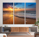 Golden Sunset Beach Waves Canvas Print, Triptych Canvas Wall by MyGreatCanvas | Canvas Wall Art Prints | Photo Prints & Wall Decor