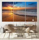 Golden Sunset Beach Waves Canvas Print, Triptych Canvas Wall by MyGreatCanvas | Canvas Wall Art Prints | Photo Prints & Wall Decor