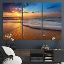 Golden Sunset Beach Waves Canvas Print, Triptych Canvas Wall by MyGreatCanvas | Canvas Wall Art Prints | Photo Prints & Wall Decor