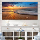Golden Sunset Beach Waves Canvas Print, Triptych Canvas Wall by MyGreatCanvas | Canvas Wall Art Prints | Photo Prints & Wall Decor