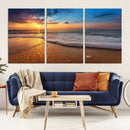 Golden Sunset Beach Waves Canvas Print, Triptych Canvas Wall by MyGreatCanvas | Canvas Wall Art Prints | Photo Prints & Wall Decor
