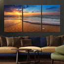 Golden Sunset Beach Waves Canvas Print, Triptych Canvas Wall by MyGreatCanvas | Canvas Wall Art Prints | Photo Prints & Wall Decor
