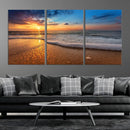 Golden Sunset Beach Waves Canvas Print, Triptych Canvas Wall by MyGreatCanvas | Canvas Wall Art Prints | Photo Prints & Wall Decor