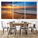 Golden Sunset Beach Waves Canvas Print, Triptych Canvas Wall by MyGreatCanvas | Canvas Wall Art Prints | Photo Prints & Wall Decor
