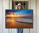 Golden Sunset Beach Waves Canvas Print, Triptych Canvas Wall by MyGreatCanvas | Canvas Wall Art Prints | Photo Prints & Wall Decor