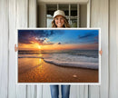 Golden Sunset Beach Waves Canvas Print, Triptych Canvas Wall by MyGreatCanvas | Canvas Wall Art Prints | Photo Prints & Wall Decor