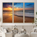 Golden Sunset Beach Waves Canvas Print, Triptych Canvas Wall by MyGreatCanvas | Canvas Wall Art Prints | Photo Prints & Wall Decor