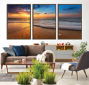 Golden Sunset Beach Waves Canvas Print, Triptych Canvas Wall by MyGreatCanvas | Canvas Wall Art Prints | Photo Prints & Wall Decor
