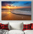 Golden Sunset Beach Waves Canvas Print, Triptych Canvas Wall by MyGreatCanvas | Canvas Wall Art Prints | Photo Prints & Wall Decor