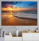 Golden Sunset Beach Waves Canvas Print, Triptych Canvas Wall by MyGreatCanvas | Canvas Wall Art Prints | Photo Prints & Wall Decor