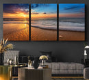 Golden Sunset Beach Waves Canvas Print, Triptych Canvas Wall by MyGreatCanvas | Canvas Wall Art Prints | Photo Prints & Wall Decor