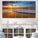 Golden Sunset Beach Waves Canvas Print, Triptych Canvas Wall