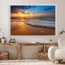 Golden Sunset Beach Waves Canvas Print, Triptych Canvas Wall by MyGreatCanvas | Canvas Wall Art Prints | Photo Prints & Wall Decor