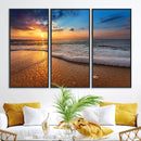 Golden Sunset Beach Waves Canvas Print, Triptych Canvas Wall by MyGreatCanvas | Canvas Wall Art Prints | Photo Prints & Wall Decor