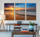 Golden Sunset Beach Waves Canvas Print, Triptych Canvas Wall by MyGreatCanvas | Canvas Wall Art Prints | Photo Prints & Wall Decor