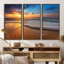 Golden Sunset Beach Waves Canvas Print, Triptych Canvas Wall by MyGreatCanvas | Canvas Wall Art Prints | Photo Prints & Wall Decor