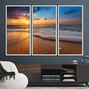 Golden Sunset Beach Waves Canvas Print, Triptych Canvas Wall by MyGreatCanvas | Canvas Wall Art Prints | Photo Prints & Wall Decor