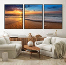Golden Sunset Beach Waves Canvas Print, Triptych Canvas Wall by MyGreatCanvas | Canvas Wall Art Prints | Photo Prints & Wall Decor