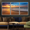 Golden Sunset Beach Waves Canvas Print, Triptych Canvas Wall by MyGreatCanvas | Canvas Wall Art Prints | Photo Prints & Wall Decor
