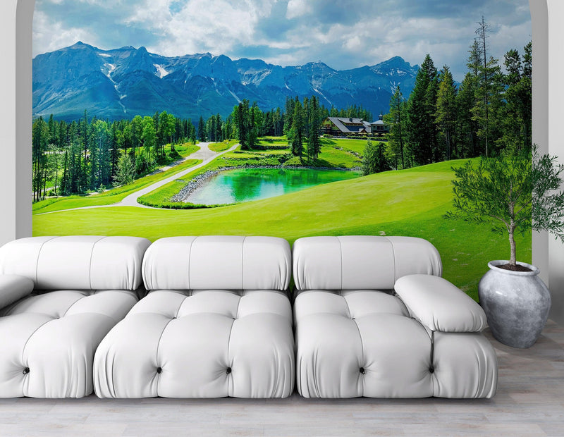 Golf Course Mountain View Wallpaper.