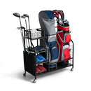 Double Golf Bag Organizer with Lockable Universal Wheels by LJGDeals