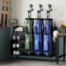 Golf Bag Organizer 3 Golf Bag Stand with Lockable Wheels and Hooks-Black by LJGDeals
