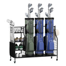 Golf Bag Organizer 3 Golf Bag Stand with Lockable Wheels and Hooks-Black by DirectDeals