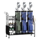 Golf Bag Organizer 3 Golf Bag Stand with Lockable Wheels and Hooks-Black by LJGDeals