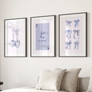 Trendy Blue Bows Preppy Poster Girly Decor Art Set by Wall Art Set