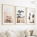 Boho Style Coastal Wall Decor. Good Vibes, Palm Trees, Surf by Wall Art Set