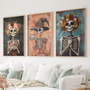 Cozy Floral Skeleton Wall Art Decor Poster Set by Wall Art Set