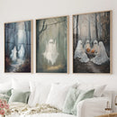 Dark Halloween Spooky Ghost Wall Art Prints Decor by Wall Art Set