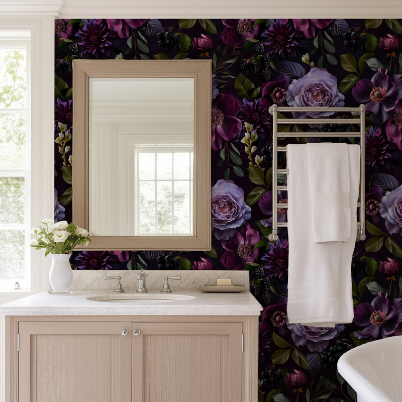 Dark Floral Gothic Moody Wallpaper Peel and Stick