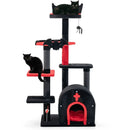 Gothic Cat Tree 53 Inch Tall Cat Tower with Cat Bed and Arch-Shaped Condo-Black by LJGDeals