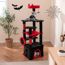 Gothic Cat Tree with Plush Perch and Spider Dangling Toy-Black & Red by LJGDeals
