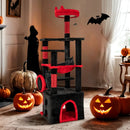 Gothic Cat Tree with Plush Perch and Spider Dangling Toy-Black & Red by LJGDeals