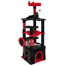 Gothic Cat Tree with Plush Perch and Spider Dangling Toy-Black & Red by LJGDeals