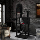 Gothic Cat Tree with 2 Cat Condos and Spooky Dangling Ball for Indoor Cats-Black by DirectDeals