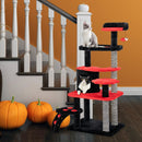 Gothic Cat Tree with Cat Bed Cat Condo and Sisal Scratching Post-Black & Red by GBruno Store