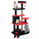 Gothic Cat Tree with Cat Bed Cat Condo and Sisal Scratching Post-Black & Red by GBruno Store