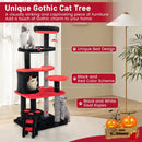 Gothic Cat Tree with Cat Bed Cat Condo and Sisal Scratching Post-Black & Red by GBruno Store