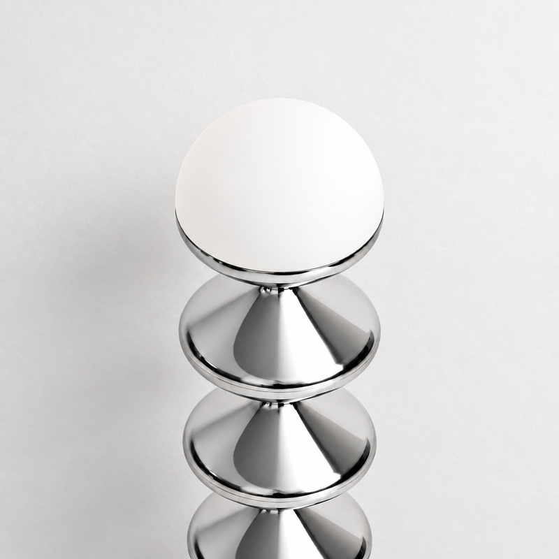 Gourd Floor Lamp | Chrome Silver, close-up of the surface