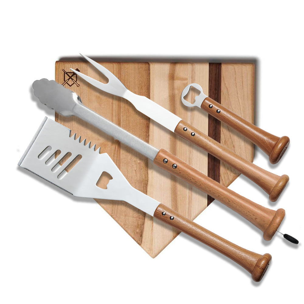 Combo Set Baseball Kitchen Tools 5-Pc Slider Spatula Forkball Fork Tongs