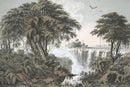 Grand Tropical Grisaille Waterfall Scenic Wall Mural