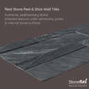 Black Gravel - Self-Adhesive 3D Peel & Stick Real Stacked Stone Tiles [Pack of 10]