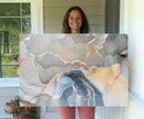 Gray Marble Fluid Effect Wall Art Abstract Canvas Wall Art