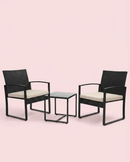 3-Piece Outdoor Patio Furniture Set – Wicker Chairs + Bar Table with Cushions by 2Dropme
